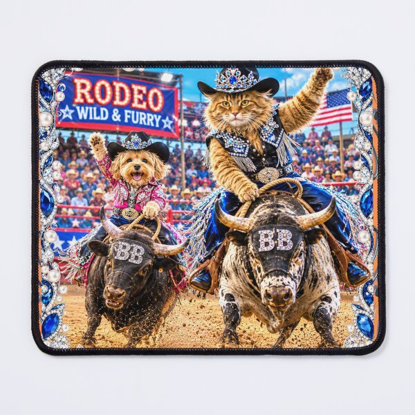 Item preview, Wild & Furry Rodeo – Bull Riding Cat & Dog Cowboys designed and sold by Extremeallie.