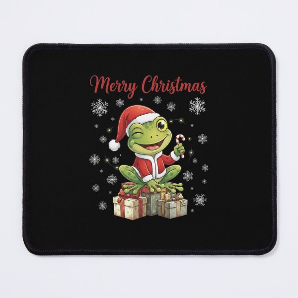 Item preview, Merry Christmas Frog with Candy Cane and Holiday Gifts designed and sold by MiALopezArt.