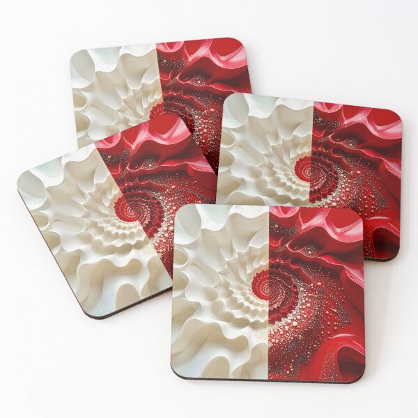 Item preview, Ruby Red and Ivory Porcelain Waves designed and sold by Vicky Brago-Mitchell®.