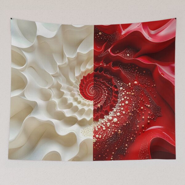 Item preview, Ruby Red and Ivory Porcelain Waves designed and sold by Vicky Brago-Mitchell®.