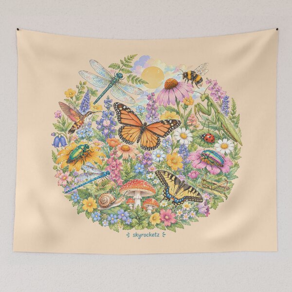 Item preview, Garden Insects Wildflower Nature Circle designed and sold by Skyrocketz.