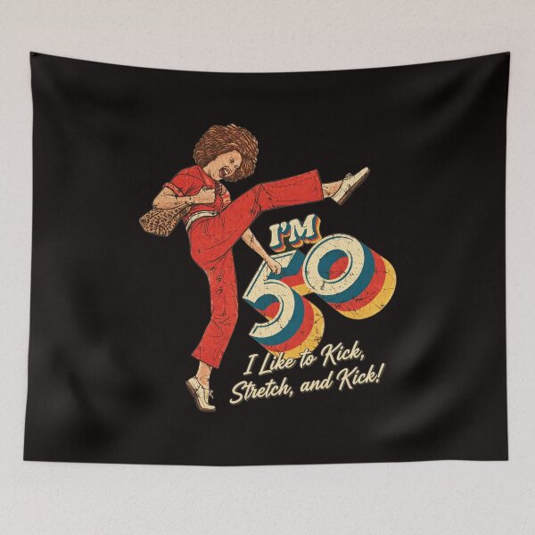 Item preview, 50 Kicking Stretching Vintage Retro Birthday Woman designed and sold by Hector-Studio.
