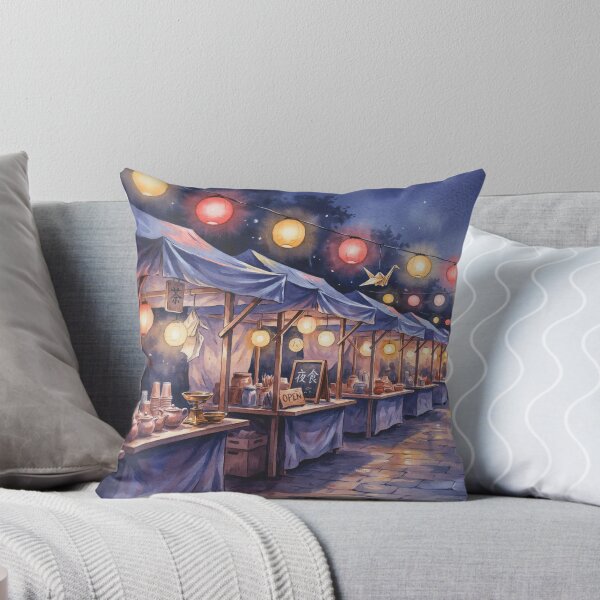 Item preview, Vintage Watercolor Japanese Night Market Paper Lanterns Art Vector designed and sold by Shutter-Dragon.