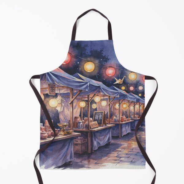 Item preview, Vintage Watercolor Japanese Night Market Paper Lanterns Art Vector designed and sold by Shutter-Dragon.