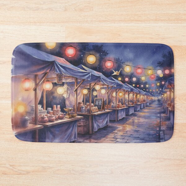 Item preview, Vintage Watercolor Japanese Night Market Paper Lanterns Art Vector designed and sold by Shutter-Dragon.