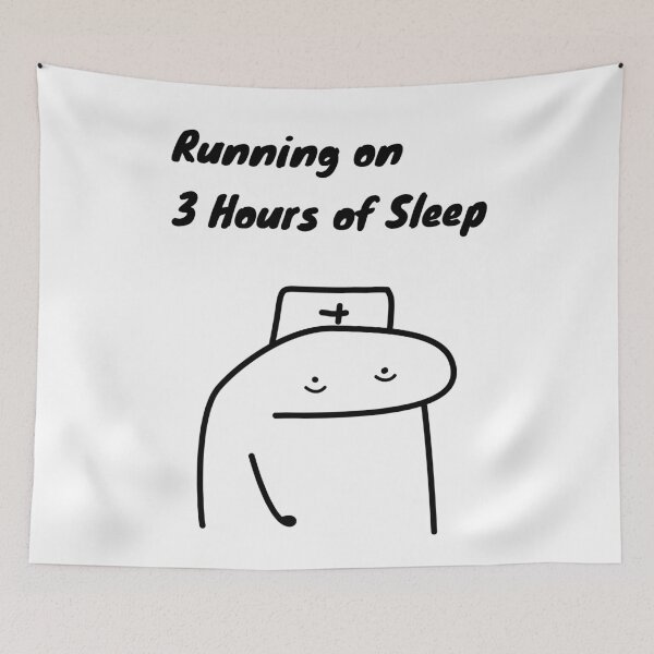 Item preview, Running On 3 Hours Of Sleep Funny Nurse Flork Meme designed and sold by darkskinbender.