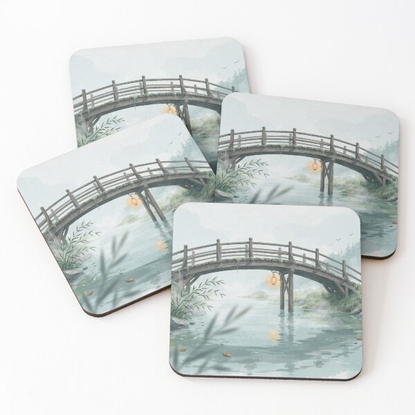 Item preview, Vintage Watercolor Wooden Bridge Misty River Landscape Art Vector designed and sold by Shutter-Dragon.