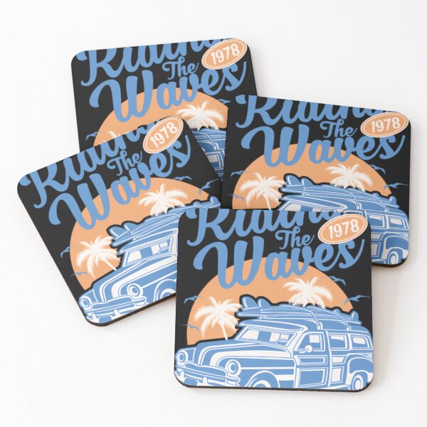 Item preview, Retro Surfing Paradise Woody Wagon Beach Sunset Graphic designed and sold by DarleneBauch.