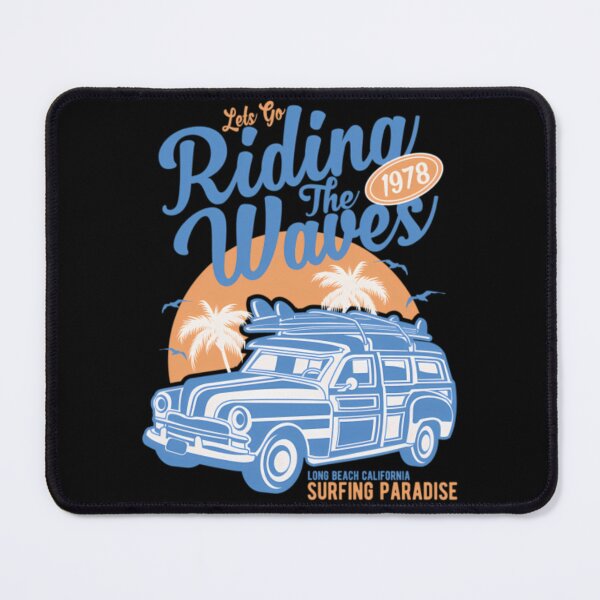 Item preview, Retro Surfing Paradise Woody Wagon Beach Sunset Graphic designed and sold by DarleneBauch.