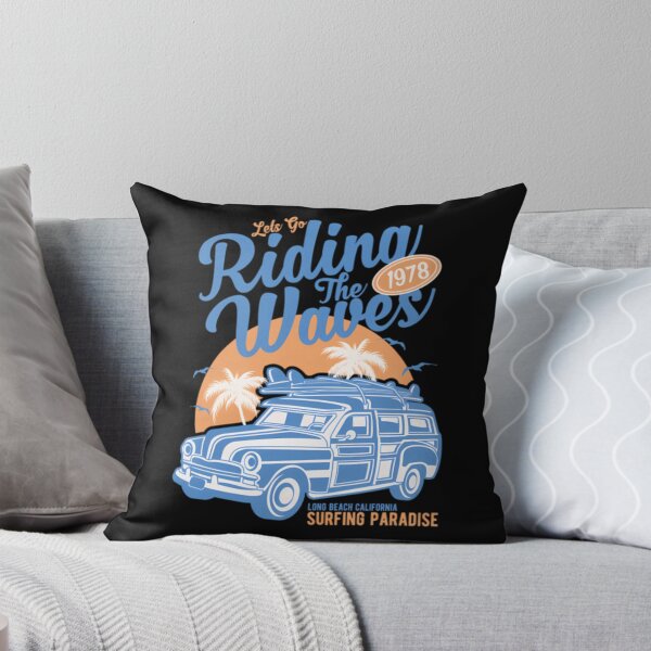 Item preview, Retro Surfing Paradise Woody Wagon Beach Sunset Graphic designed and sold by DarleneBauch.
