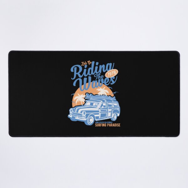 Item preview, Retro Surfing Paradise Woody Wagon Beach Sunset Graphic designed and sold by DarleneBauch.