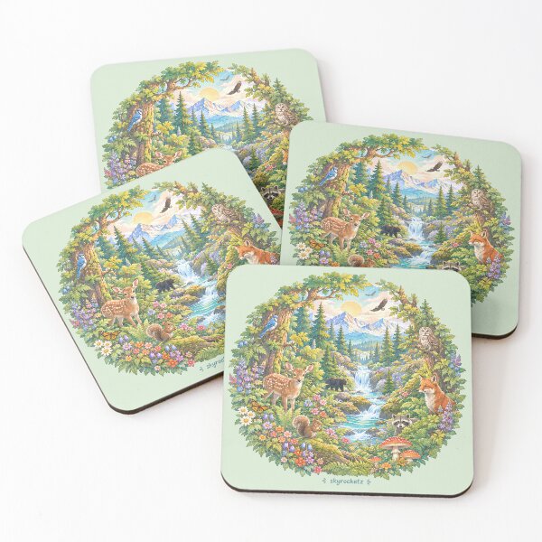 Item preview, Enchanted Forest Animals Mountain River Circle designed and sold by Skyrocketz.