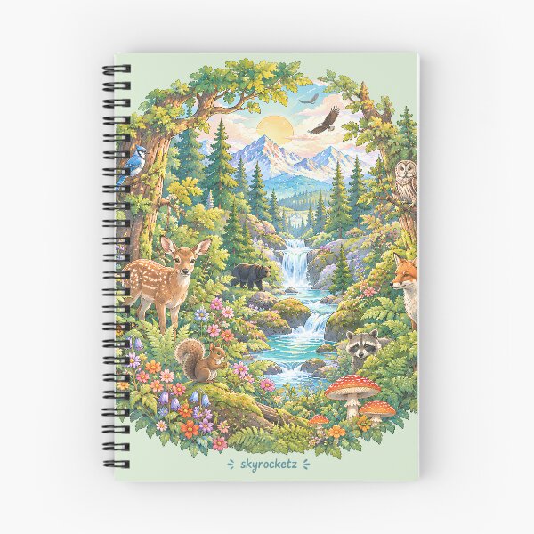 Item preview, Enchanted Forest Animals Mountain River Circle designed and sold by Skyrocketz.