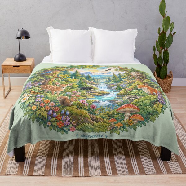 Item preview, Enchanted Forest Animals Mountain River Circle designed and sold by Skyrocketz.