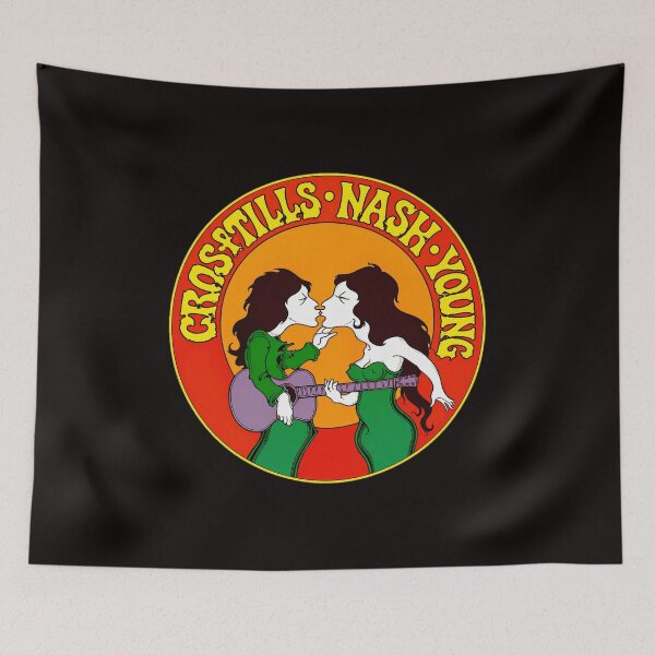 Item preview, Crosby Stills Nash & Young Retro Kissing Guitarists Logo designed and sold by Hector-Studio.