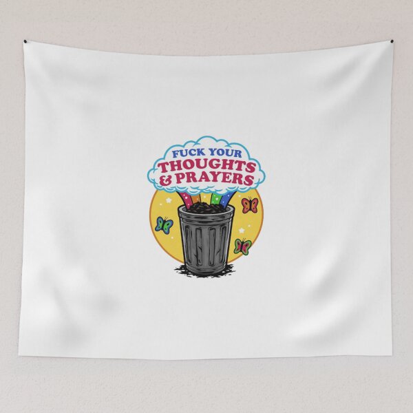 Item preview, Sarcastic Thoughts and Prayers Rainbow Trash Can Graphic designed and sold by DarleneBauch.