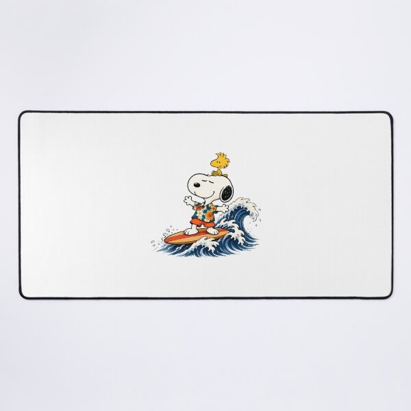 Item preview, Snoopy Surfing on a Tropical Hawaiian Beach Illustration designed and sold by clockneck.