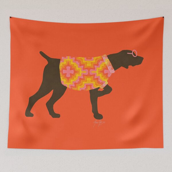 Item preview, Pointer dog with pattern sweater orange designed and sold by Ana Gorozpe.