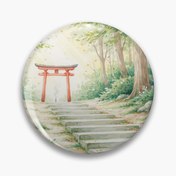 Item preview, Vintage Watercolor Forest Torii Gate Shrine Steps Vector designed and sold by Shutter-Dragon.