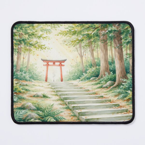 Item preview, Vintage Watercolor Forest Torii Gate Shrine Steps Vector designed and sold by Shutter-Dragon.