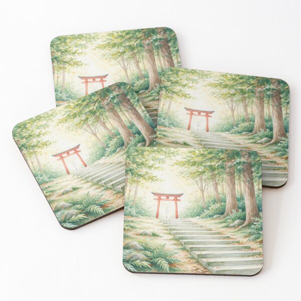 Item preview, Vintage Watercolor Forest Torii Gate Shrine Steps Vector designed and sold by Shutter-Dragon.