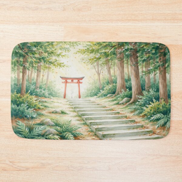 Item preview, Vintage Watercolor Forest Torii Gate Shrine Steps Vector designed and sold by Shutter-Dragon.