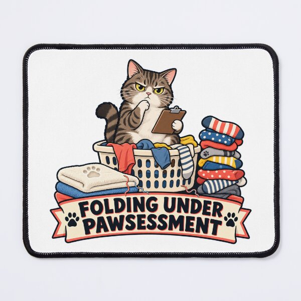 Item preview, Folding Under Pawss: Cat Laundry Quality Control designed and sold by Chase The Trend.