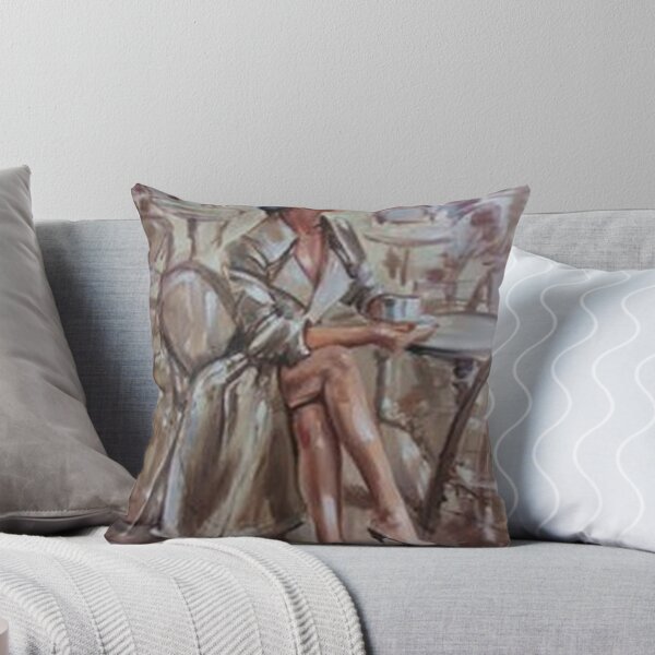 Item preview, Vintage French Café Woman Oil Painting designed and sold by AtelierFemme.