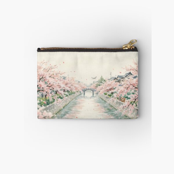 Item preview, Vintage Watercolor Cherry Blossom Japanese Canal Landscape Vector designed and sold by Shutter-Dragon.