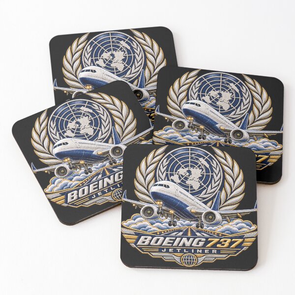 Item preview, Boeing 737 Jetliner Embroidered Aviation Crest with United Nations World Map designed and sold by Emoji Emblems.
