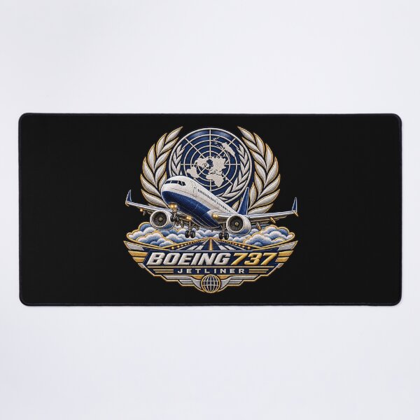 Item preview, Boeing 737 Jetliner Embroidered Aviation Crest with United Nations World Map designed and sold by Emoji Emblems.