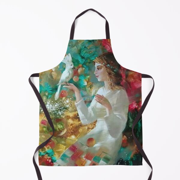 Item preview, Woman with White Cockatoo Floral Oil Painting designed and sold by AtelierFemme.