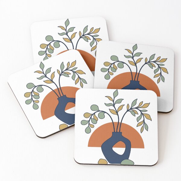 Item preview, Retro Sun & Abstract Vase – Minimalist Botanical Art designed and sold by meghnad.