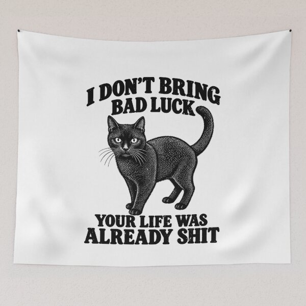 Item preview, Funny Black Bad Luck Cat Superstition Humor Art designed and sold by elderberry.