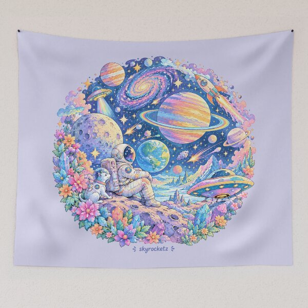 Item preview, Astronaut and Space Dog Cosmic Adventure Circle designed and sold by Skyrocketz.