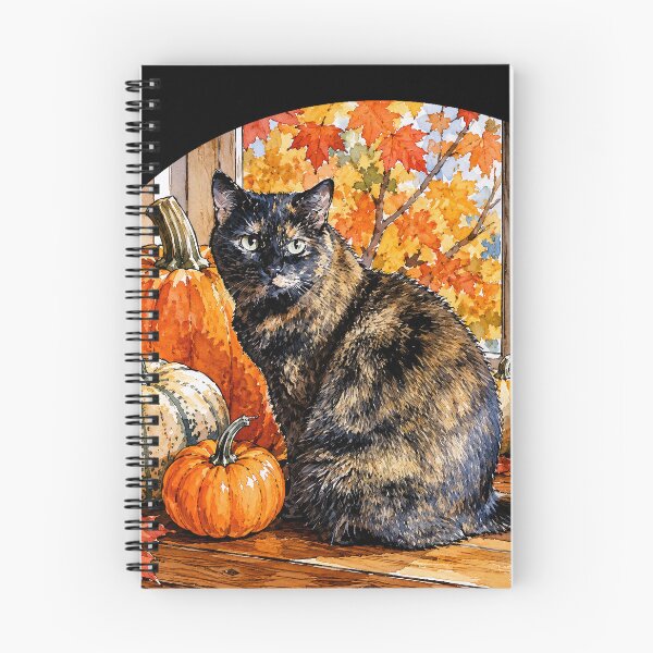 Item preview, Colors of Fall Cute Tortie Cat with Pumpkins designed and sold by Lion and Lamb Design.