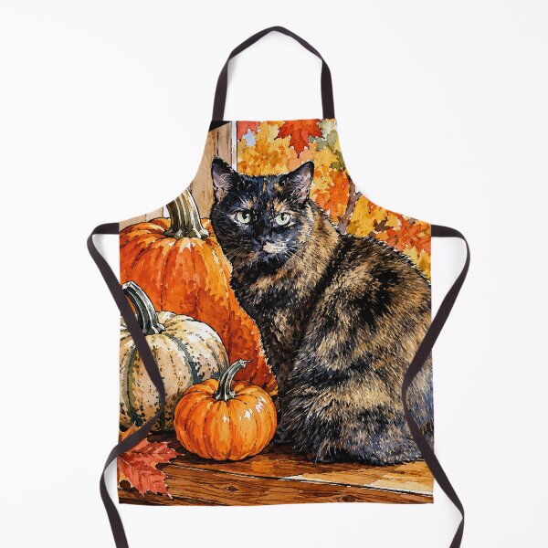 Item preview, Colors of Fall Cute Tortie Cat with Pumpkins designed and sold by Lion and Lamb Design.