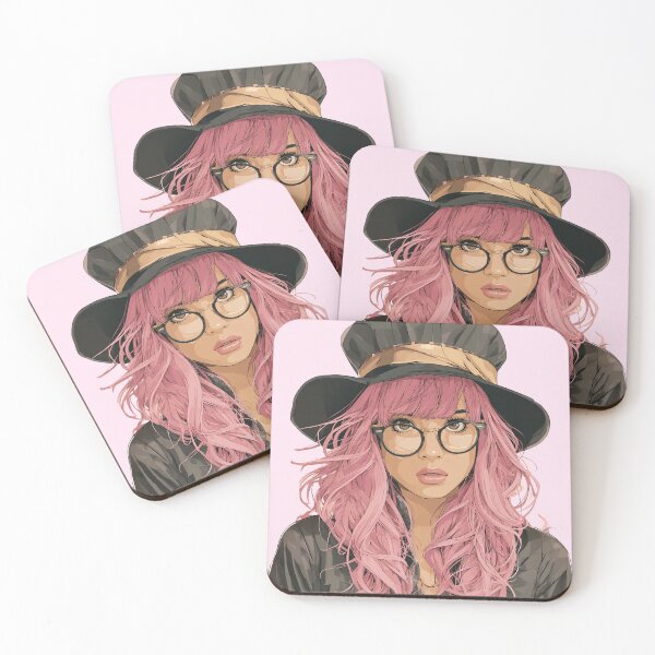 Item preview, Stylish Pink Hair Girl in Black Hat designed and sold by colorful-white.