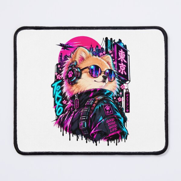 Item preview, Cyberpunk Pomeranian Tokyo – Neon Japanese Dog designed and sold by Foldbloom.