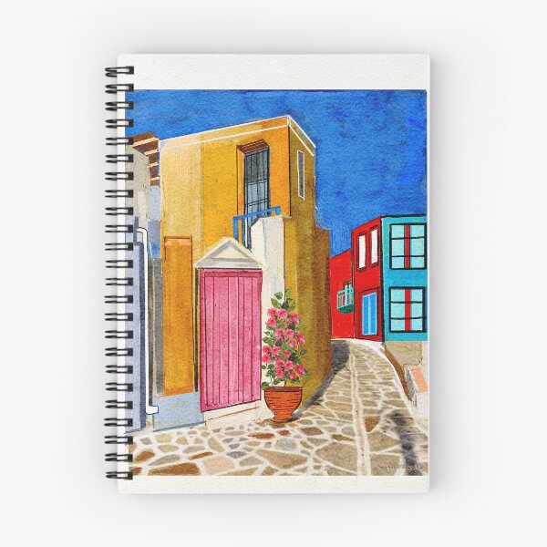 Item preview, Symi Pink Door Greek Island Lane with Bougainvillea  designed and sold by Cobalt & Stone Art.