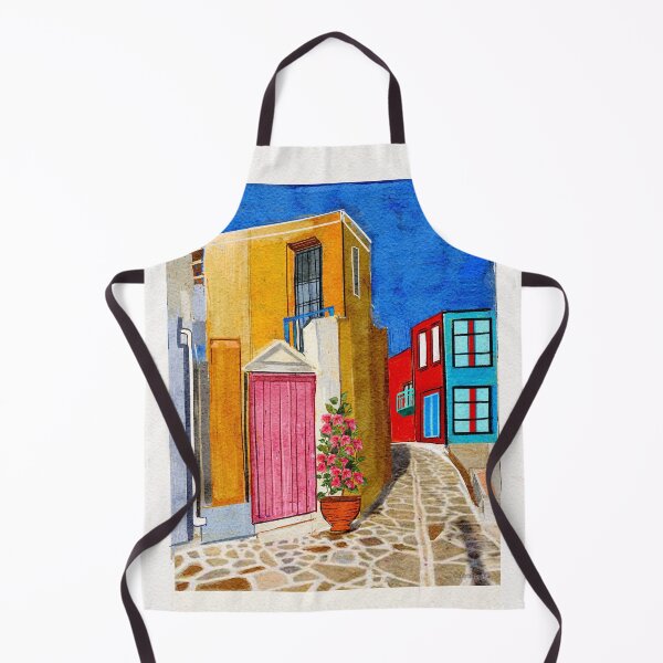 Item preview, Symi Pink Door Greek Island Lane with Bougainvillea  designed and sold by Cobalt & Stone Art.