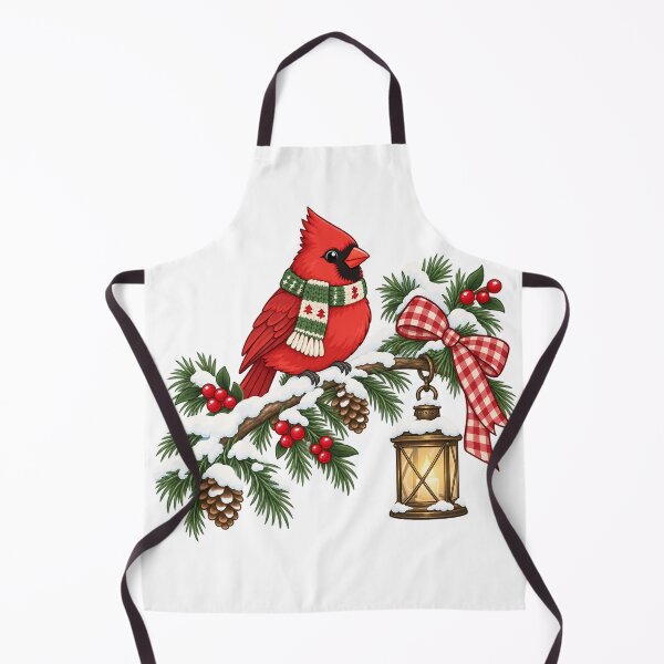 Item preview, Winter Cardinal with Lantern and Snowy Evergreen designed and sold by skyartdesign.