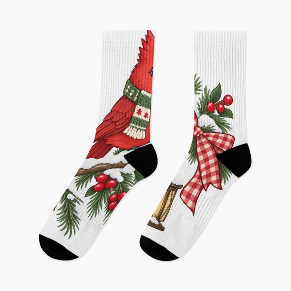 Item preview, Winter Cardinal with Lantern and Snowy Evergreen designed and sold by skyartdesign.