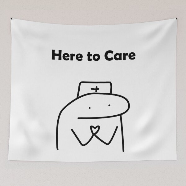 Item preview, Here To Care Funny Nurse Flork Meme designed and sold by darkskinbender.