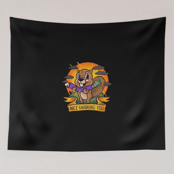 Item preview, Funny Cartoon Beaver Nice Gnawing You Zombie Parody designed and sold by EmmaPicot.