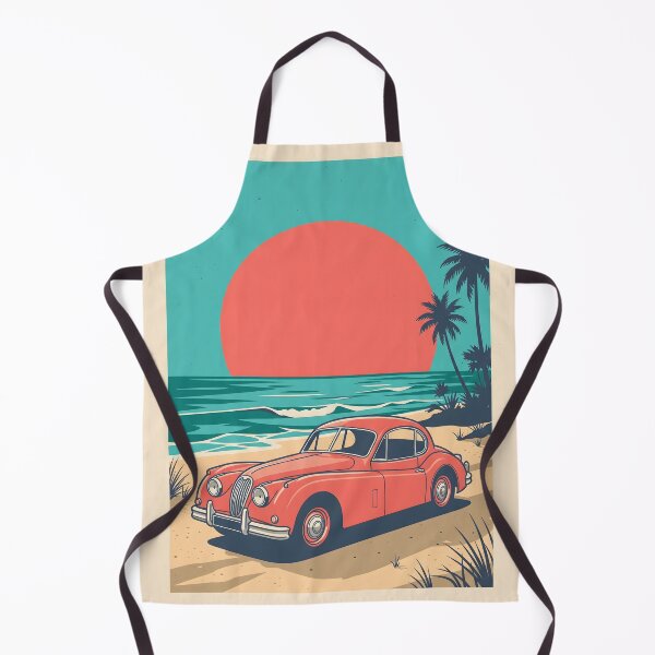 Item preview, Vintage Red Classic Car by the Sea – Retro Coastal Summer Design designed and sold by Sea Gem.