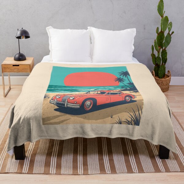 Item preview, Vintage Red Classic Car by the Sea – Retro Coastal Summer Design designed and sold by Sea Gem.