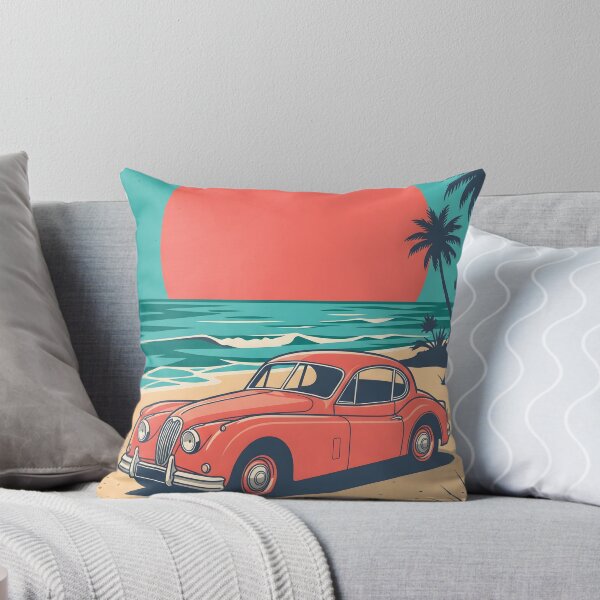 Item preview, Vintage Red Classic Car by the Sea – Retro Coastal Summer Design designed and sold by Sea Gem.