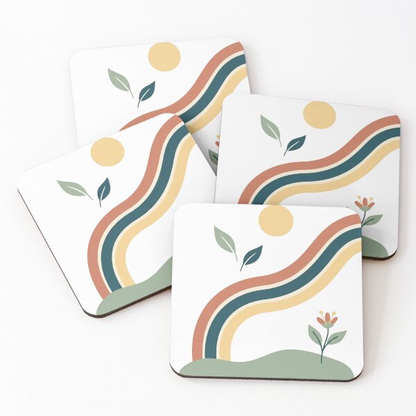 Item preview, Retro Rainbow Garden – Minimalist Abstract Botanical Art designed and sold by meghnad.