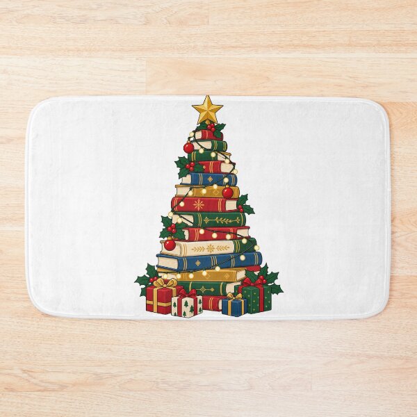 Artikelvorschau, Book Stack Christmas Tree with Lights and Gifts entworfen und verkauft von skyartdesign.